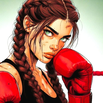Femme avec des gants de boxe qui va reprendre le contrôle de sa vie